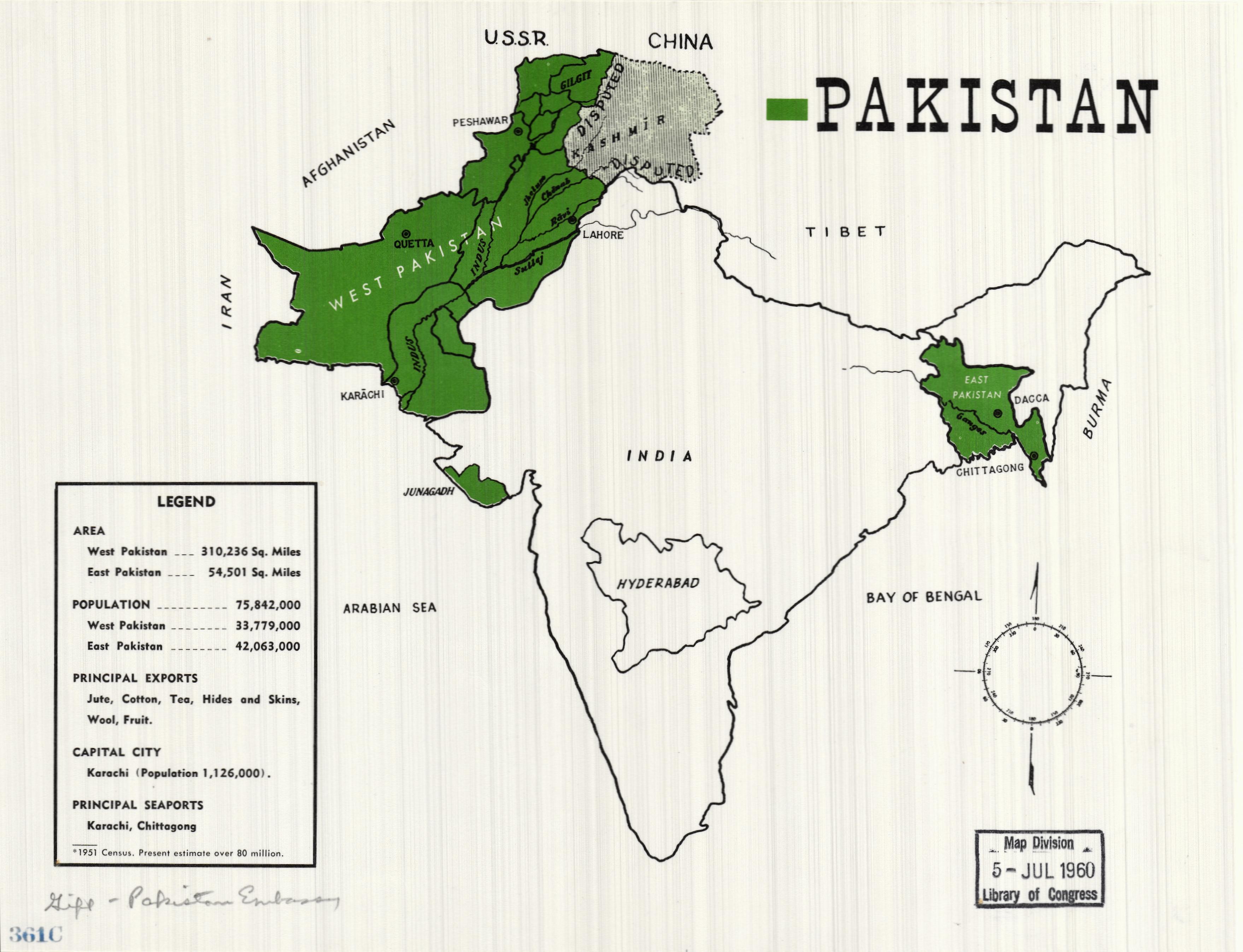 Map of Pakistan in 1960